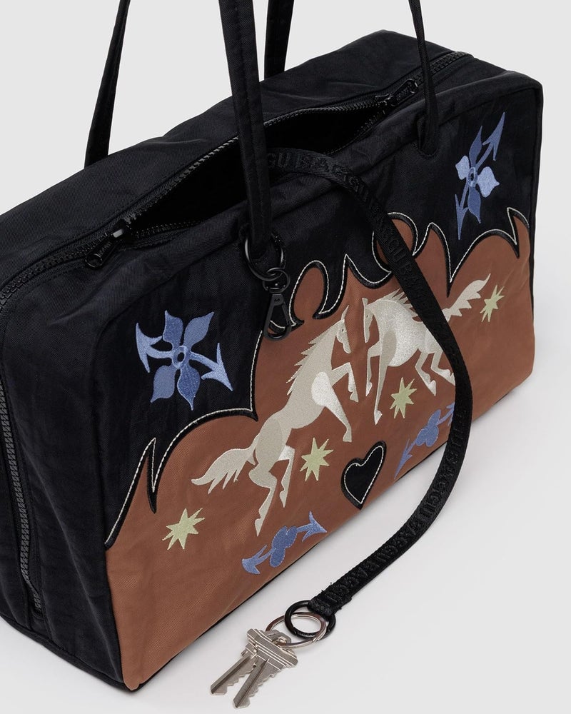 BAGGU Medium Nylon Bowler Bag - Western Appliqué - Image 5